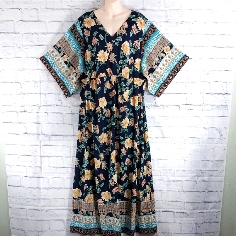 Chico's Maxi Dress Imperial Kimono Sz 4 (XXL 20)